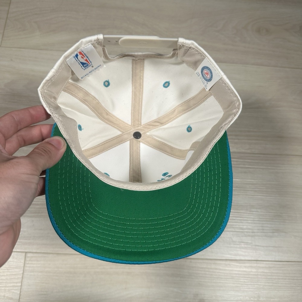 Vintage Charlotte Hornets Hat Cap Mens Ivory Blue Youngan Cap Snap Back NWT NBA - Picture 9 of 9